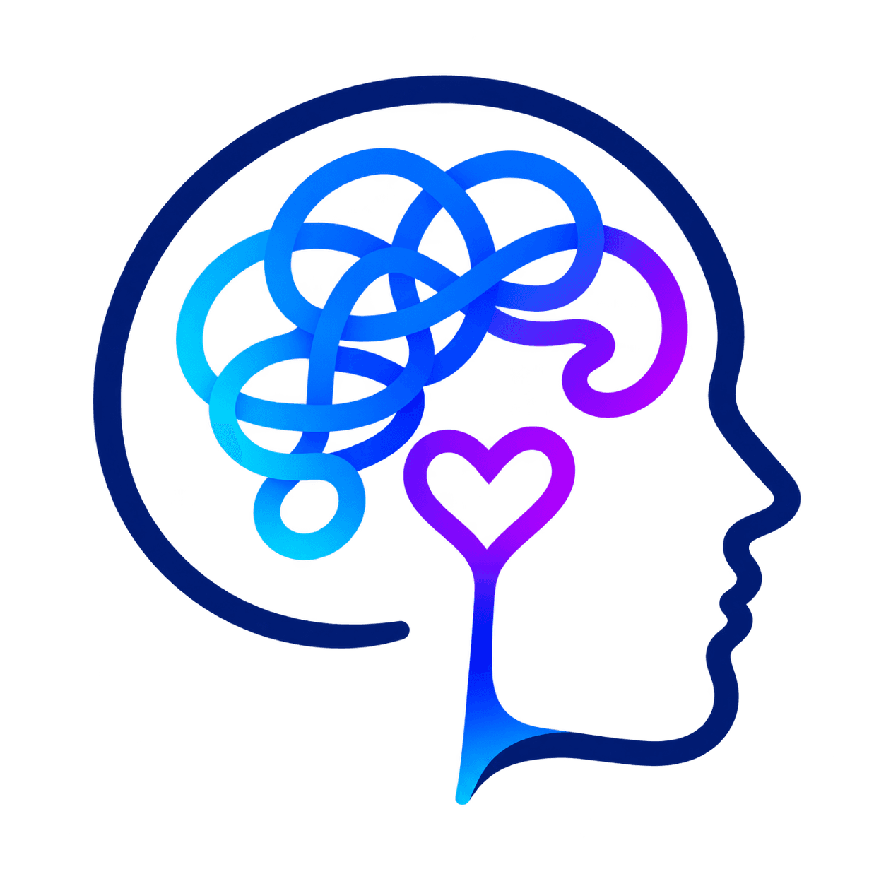 The CogniCure mark: a mind of interwoven pathways holding a heart